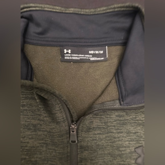 Under Armour ColdGear mens army green  1/4 zip long sleeve pullover. - Picture 6 of 6